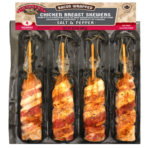 Salt & Pepper Bacon Wrapped Chicken Breast Skewers
