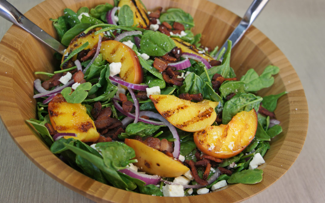 Grilled Peach & Bacon Salad with Balsamic Vinaigrette