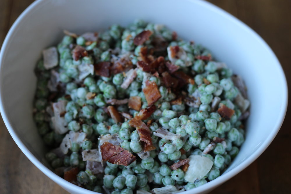Pea Salad with Hempler’s Bacon and Charred Onions