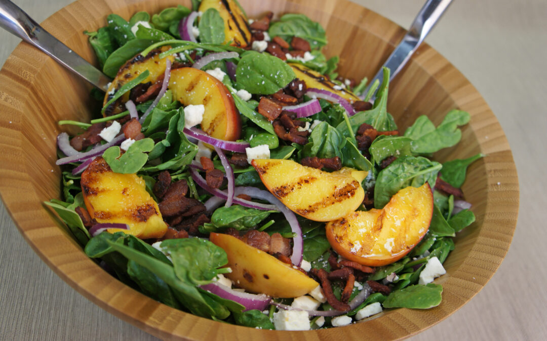 Bacon Balsamic Salad with Grilled Peaches