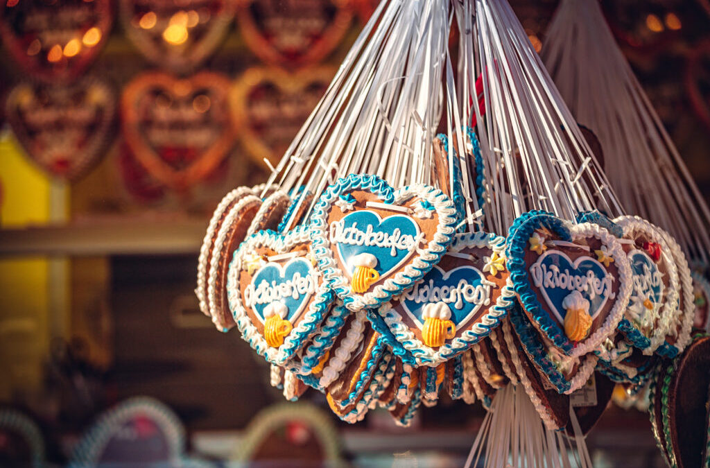 Oktoberfest Gingerbread hearts, Munich, Germany