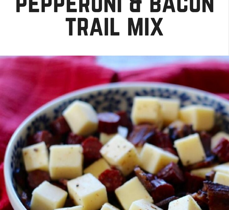 pepperoni and bacon trail mix pin