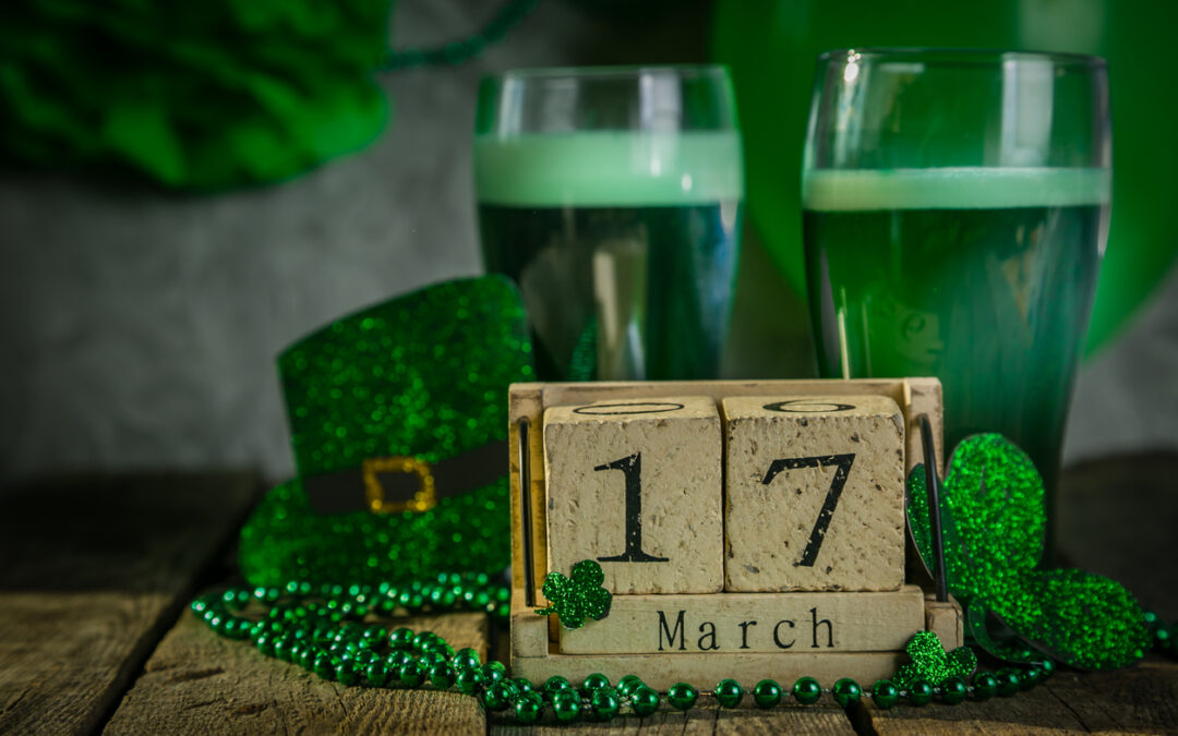 St. Patricks day concept – green beer and symbols