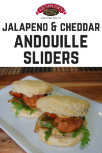 Jalapeno & Cheddar Andouille Sliders #sliders #andouille #recipe